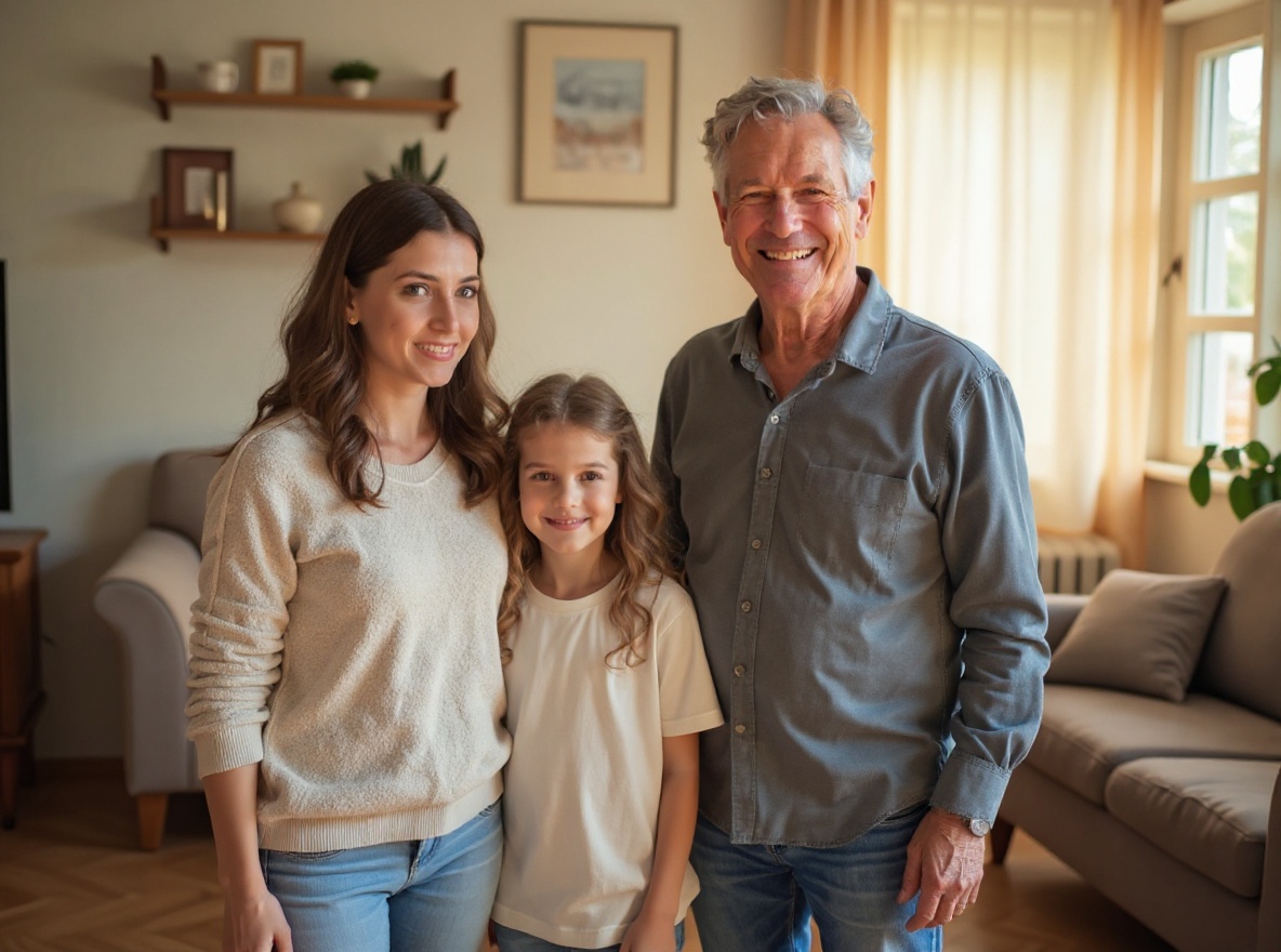 A family photo with a loved one gently added, combined into one natural picture